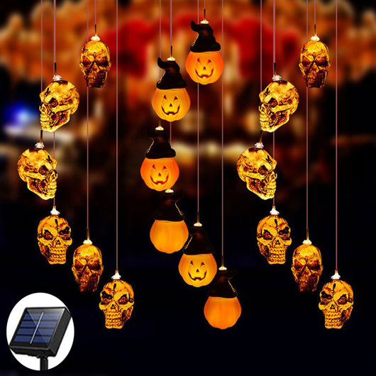 Carillón Solar Halloween Calavera con Luz LED para Jardín