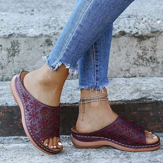 Sandalias Retro Mujer con Flores Caladas - Zapatos de Verano para Exterior - Image 23