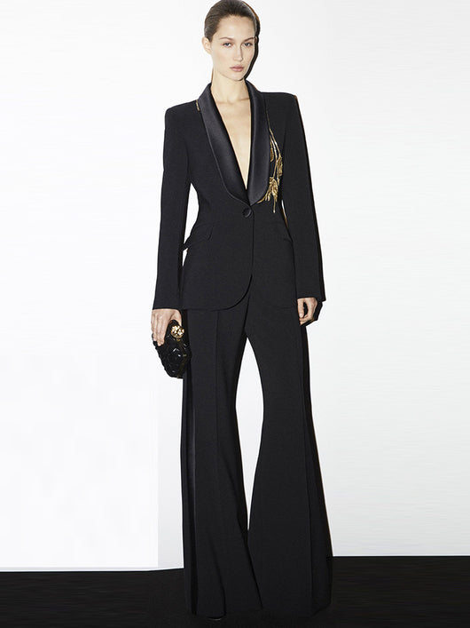Traje Dos Piezas con Pantalón Acampanado y Detalles de Cuentas - Image 14