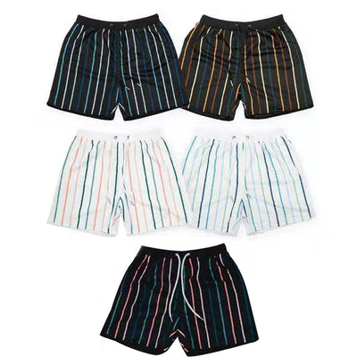 Shorts de Playa Estampado Digital a Rayas Secado Rápido Malla Holgada - Image 10