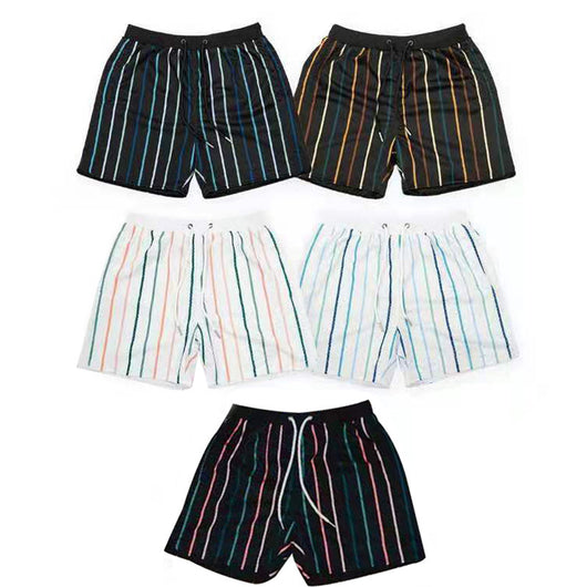 Shorts de Playa Estampado Digital a Rayas Secado Rápido Malla Holgada - Image 10