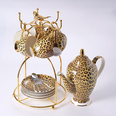 Juego de Taza y Platillo de Porcelana Fina con Diseño Leopardo - Image 12