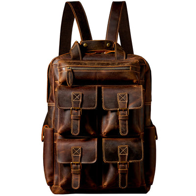 Mochila de Cuero Vintage para Viajes y Aventuras al Aire Libre - Image 10