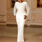 Vestido Largo Elegante con Encaje, Borlas y Control de Cintura