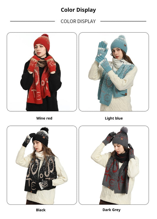 Conjunto de 3 Piezas: Gorro, Bufanda y Guantes de Felpa Jacquard Gruesa - Image 21