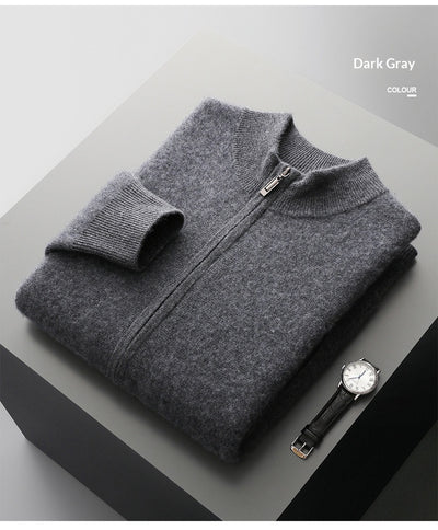 Suéter Tejido de Lana Reversible para Hombre con Cierre - Colores Sólidos - Image 17