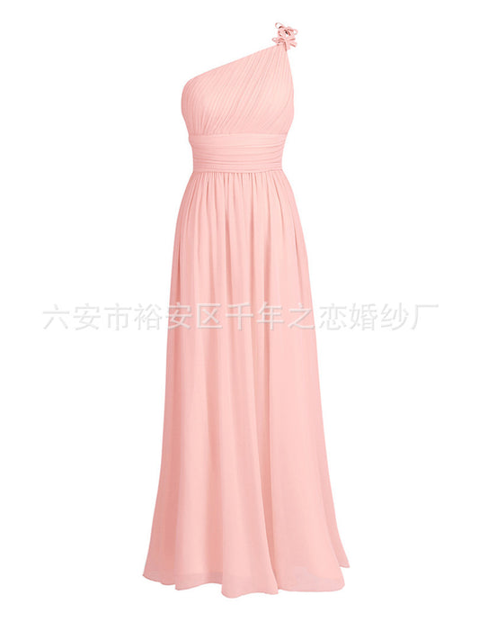 Vestido de Dama de Honor en Chifón Color Puro - Elegancia Nupcial - Image 2