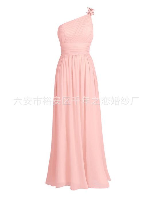 Vestido de Dama de Honor en Chifón Color Puro - Elegancia Nupcial - Image 2