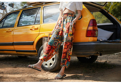 Pantalones Sueltos de Playa con Estampado Retro para Mujer - Image 6