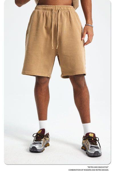 Shorts Deportivos de Algodón Puro Teñidos con Patrón Vintage Lavado - Image 24