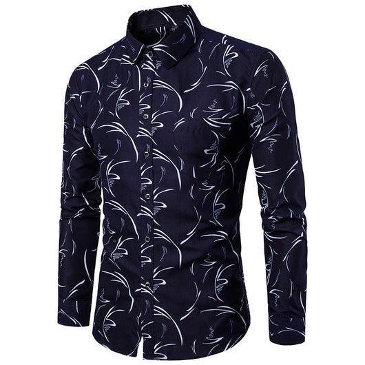 Camisa Estampada Manga Larga Slim Fit para Hombre - Image 10