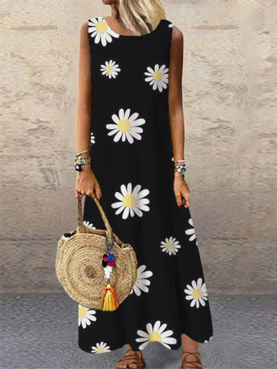 Vestido Largo Casual Estampado con Cuello Redondo - Image 21