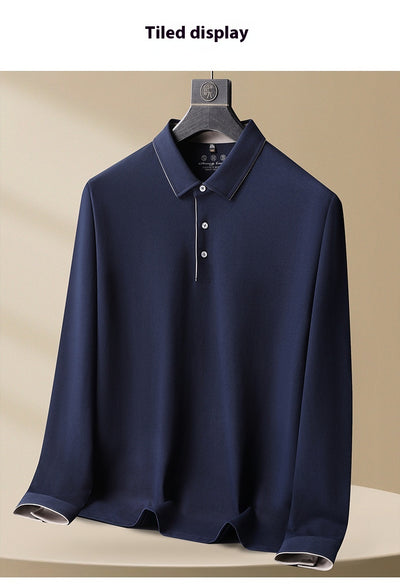 Polo Casual de Algodón Manga Larga Talla Grande para Hombre - Image 17