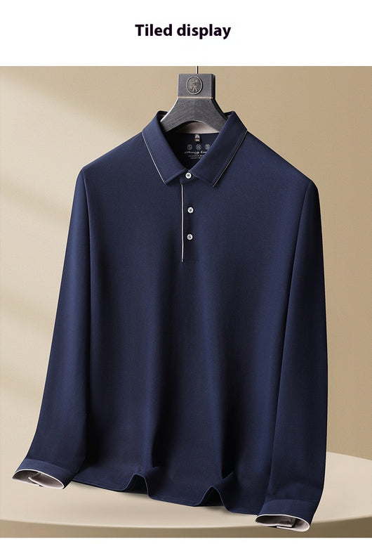 Polo Casual de Algodón Manga Larga Talla Grande para Hombre - Image 17
