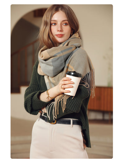 Bufanda de Cashmere Artificial Gruesa y Cálida con Flecos - Image 18