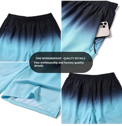 Pantalones Cortos Deportivos Ice Silk Degradado para Hombre - Ideales para Playa y Verano - Image 22