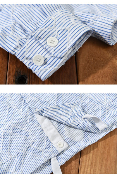Camisa Casual Hombre Rayas y Cuadros Manga Larga Estilo Japonés Talla Grande - Image 12