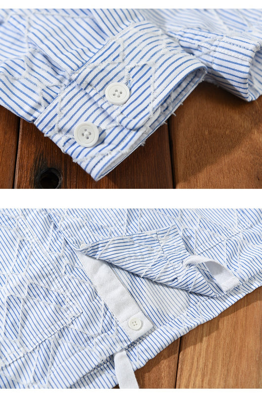 Camisa Casual Hombre Rayas y Cuadros Manga Larga Estilo Japonés Talla Grande - Image 12