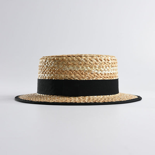 Sombrero de Paja Plano para Mujer - Accesorio Playa y Vacaciones