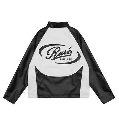 Chaqueta Bomber de Cuero con Parches de Letras - Estilo Locomotora Vintage Unisex - Image 2