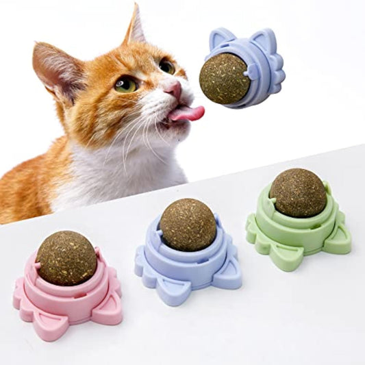 Pelotas de Catnip Adhesivas para Pared - Juguetes Dentales para Gatos
