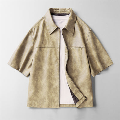Chaqueta de Cuero Corta Estilo High Street con Mangas Cortas - Image 7