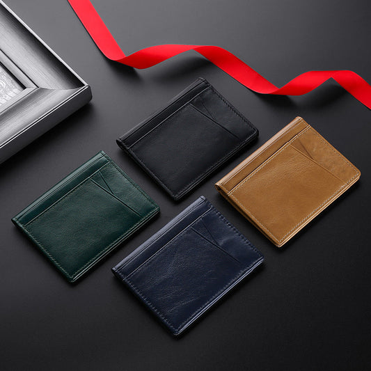Billetera RFID de Cuero Genuino con Múltiples Compartimentos para Tarjetas