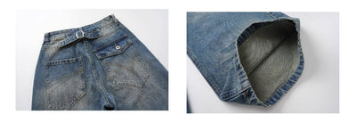 Pantalones Vaqueros Desteñidos para Mujer con Diseño de Remaches Estilo Americano y Detalles Rasgados - Image 10