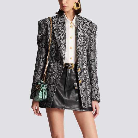 Saco de Dos Botones con Patrón Jacquard Piel - Primavera Otoño - Image 8