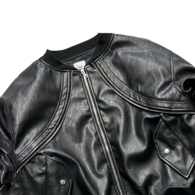Chaqueta Acolchada de Cuero con Mangas Sueltas y Cierre - Corte Moderno - Image 6