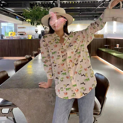 Blusa Floral Clásica de Manga Larga con Cuello Camisero para Mujer - Image 7