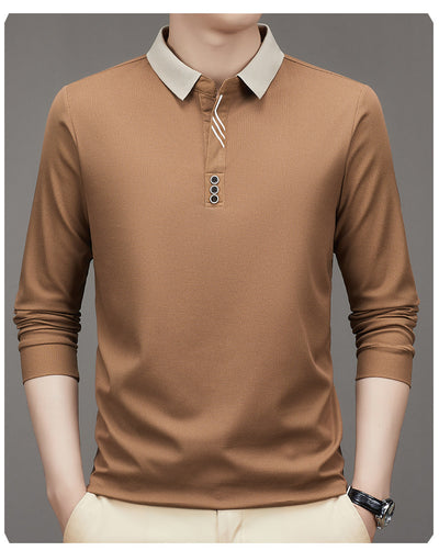 Polo Ejecutivo Otoño Hombre - Camisa Básica Cuello Solapa Color Sólido - Image 13