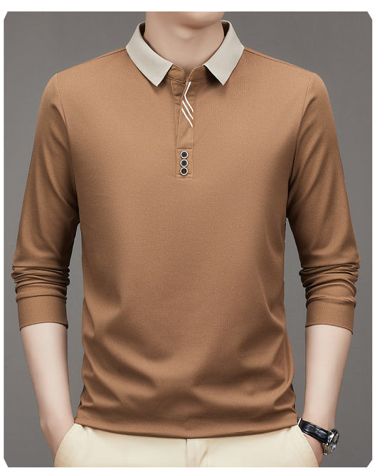 Polo Ejecutivo Otoño Hombre - Camisa Básica Cuello Solapa Color Sólido - Image 13