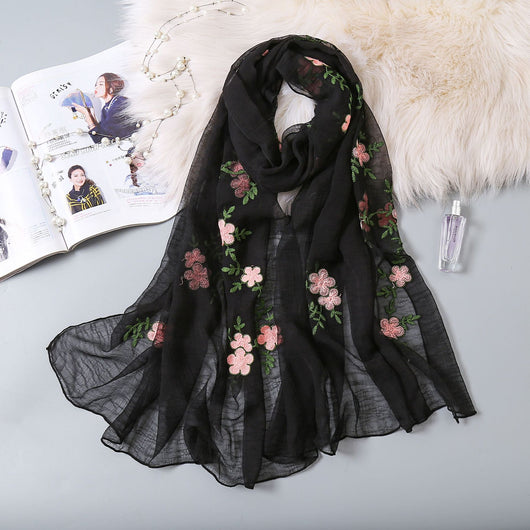 Pañuelo de Seda con Bordado Elegante Antiarrugas - Image 3