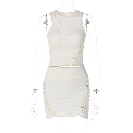 Vestido Liso sin Mangas Cuello Redondo - Image 9