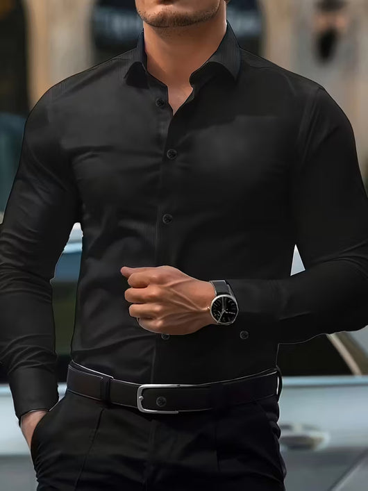 Camisa Social Elástica de Cuatro Direcciones para Hombre Talla Grande Blanco - Image 11