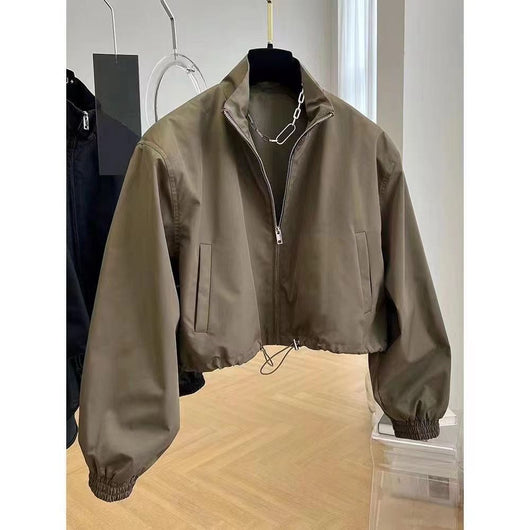 Abrigo Trench Corto para Mujer con Cuello Parado Casual - Image 8