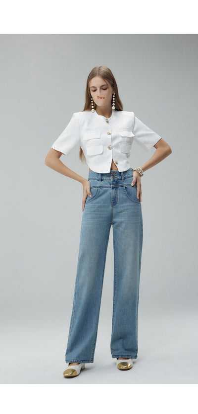 Pantalones Anchos Cintura Alta Estilo Retro con Detalles Rotos para Mujer - Image 31