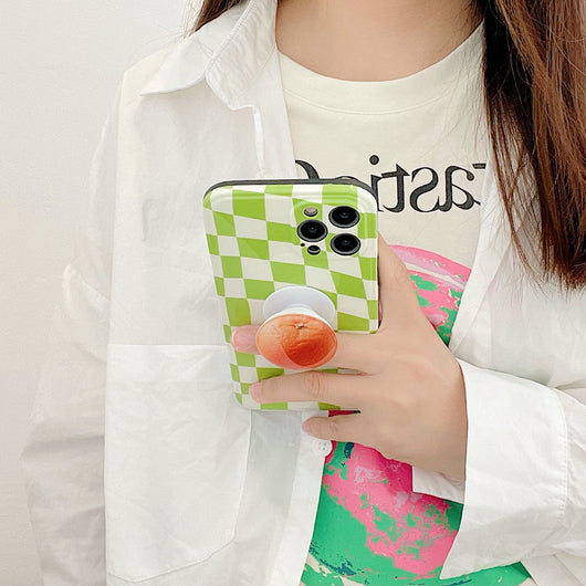Funda Silicona para Teléfono Cuadrícula Naranja Verde Minimalista - Image 16