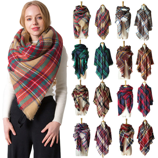 Bufanda Reversible a Cuadros Multicolor con Tacto Cachemira