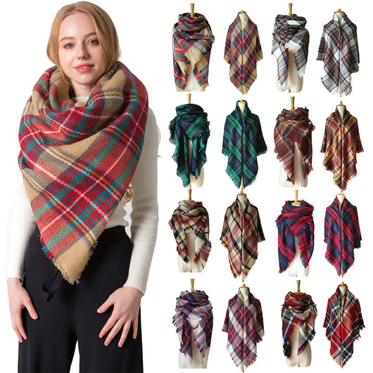 Bufanda Reversible a Cuadros Multicolor con Tacto Cachemira