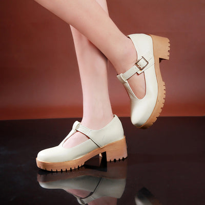 Zapatos Plataforma Mujer Talla Grande con Tacón Cuadrado y Hebilla T - Image 9