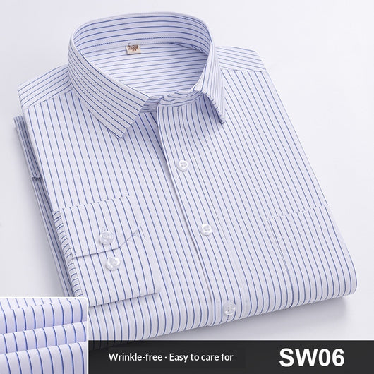 Camisa de Trabajo Manga Larga a Rayas Azules para Hombre - Image 10