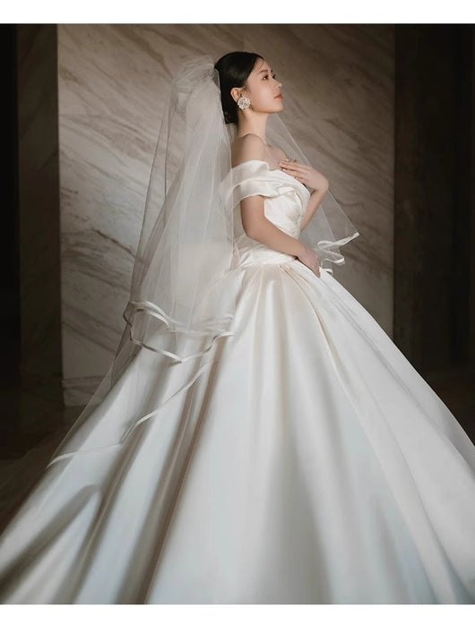Vestido de Novia Satinado Hombros Descubiertos - Image 15