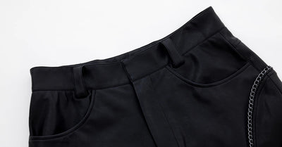 Pantalones Casuales de Cuero con Cadena Metalizada Vintage - Image 8