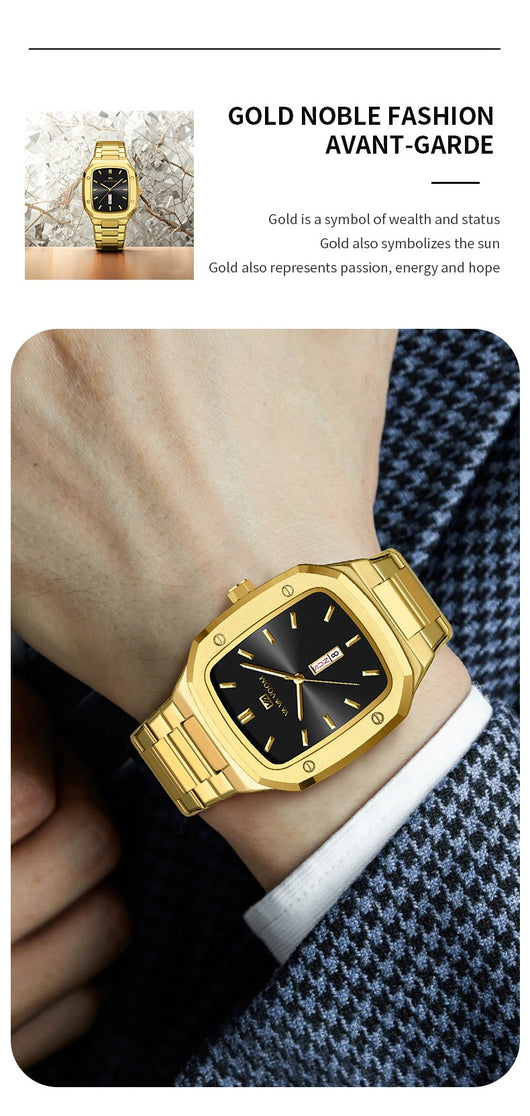 Reloj Ejecutivo Rectangular de Acero con Doble Calendario para Hombre - Image 17