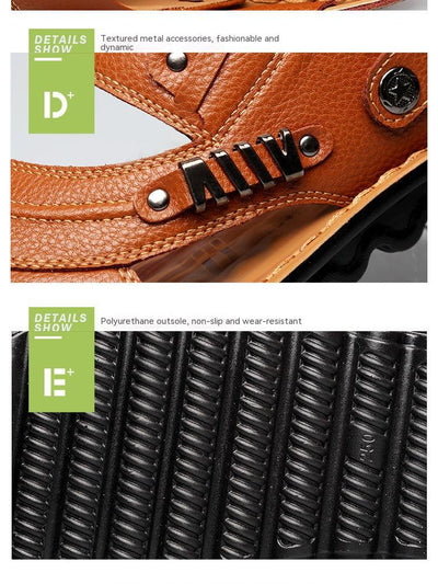 Sandalias Hombre Cuero Genuino Playa - Chanclas Antideslizantes Cómodas - Image 11
