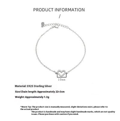 Pulsera Tobillera de Plata Esterlina 925 con Diamante Love - Image 8