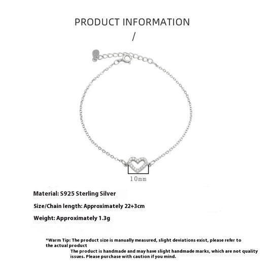 Pulsera Tobillera de Plata Esterlina 925 con Diamante Love - Image 8