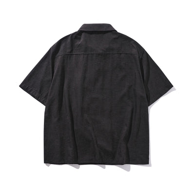 Camisa Corta Estilo Chino Tradicional con Botones de Rana para Hombre - Image 30